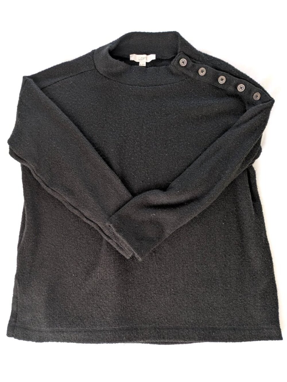 Gray Loft Sweater - Women's XL - Button Accent Long Sleeve Pullover Sweatshirt